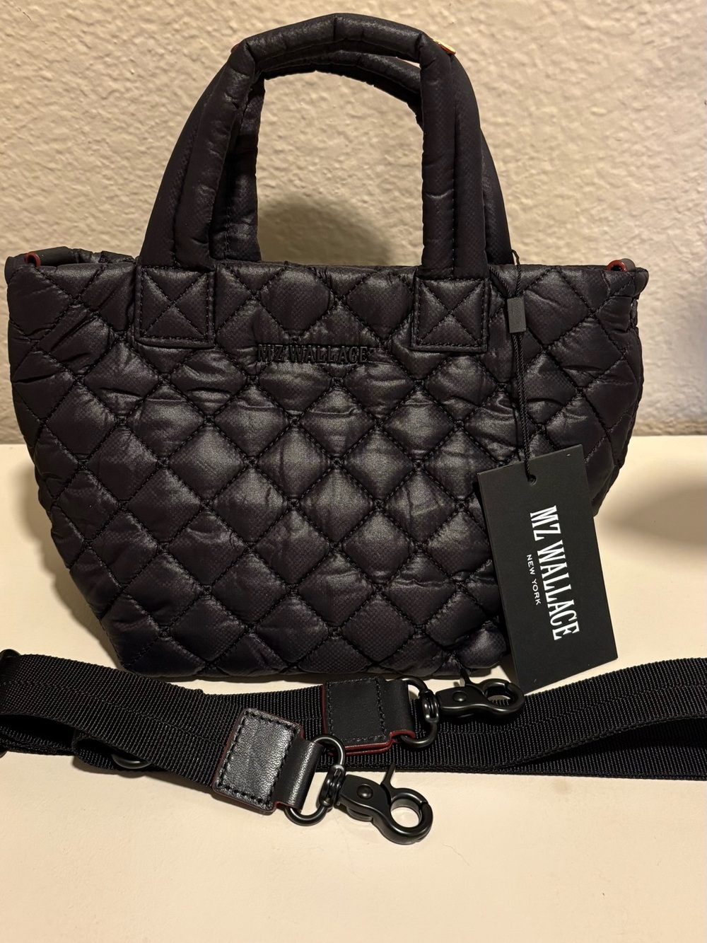 MZ Wallace Black Mini Metro Tote with Removable Strap